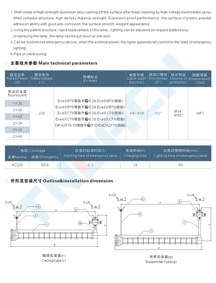 BPY系列防爆荧光灯(IIB、IIC)