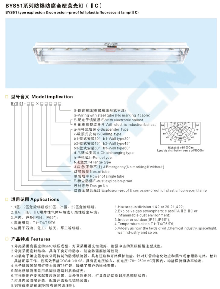 BYS51系列防爆防腐全塑荧光灯(IIC)