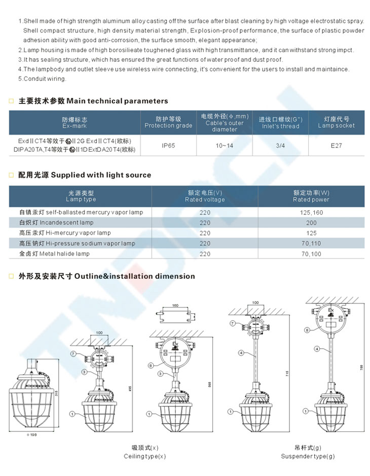 ccd-200系列隔爆型防爆灯(IIC)