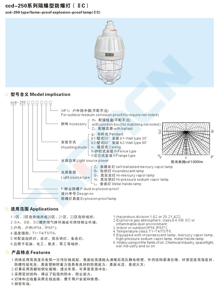 ccd-250系列隔爆型防爆灯(IIC)