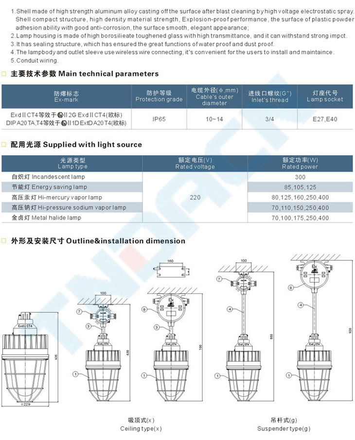 ccd93系列隔爆型防爆灯(IIC)