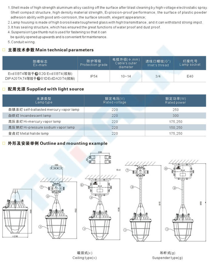 BAD54系列隔爆型防爆灯(IIB)