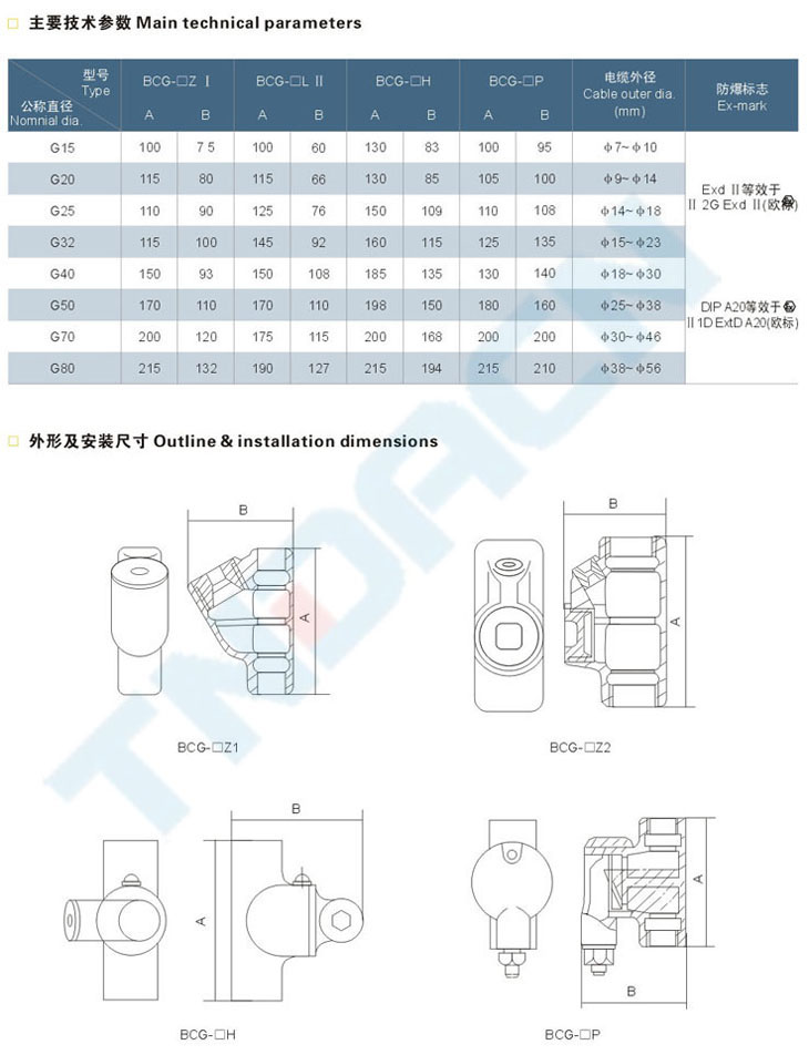 BCG系列防爆隔离密封盒(dII)