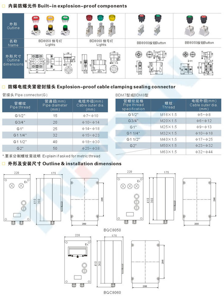 BQC8050(8060)系列防爆防腐电磁起动器(IIC)