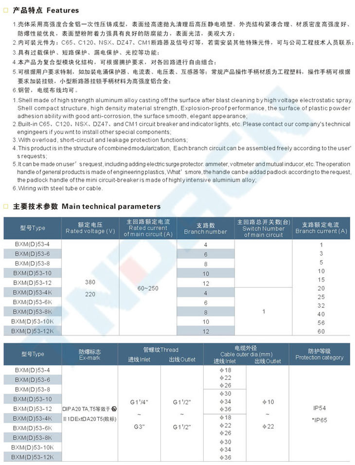 BXM(D)53-F系列粉尘防爆照明(动力)配电箱(DIP)