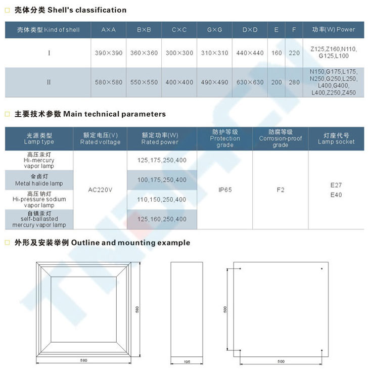 FCD系列防水防尘方灯