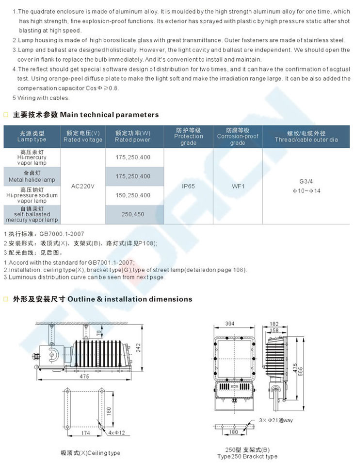 FTd系列防水防尘投光(泛光)灯