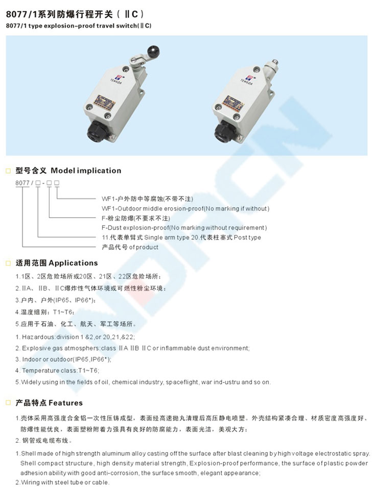 8077/1系列防爆行程开关(IIC)